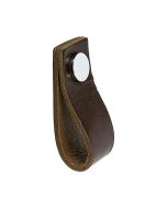 Kapi käepide Loop - Pruun nahk / poleeritud kroom - Beslag Design