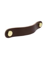Loop Round Käepide - Pruun nahk / Messing